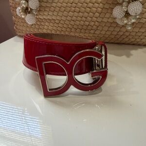 Dolce & Gabbana Red Patent DG Logo Belt